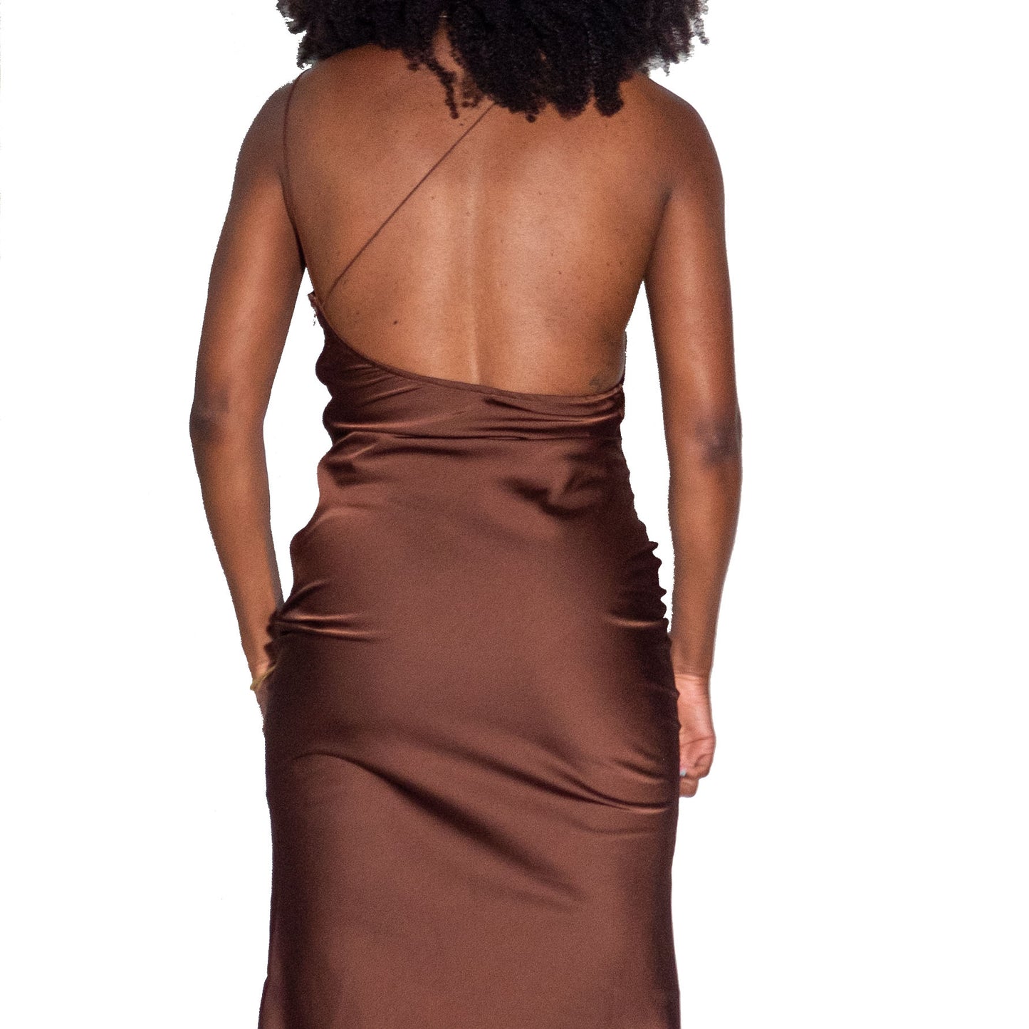 Amber Chocolate Satin Dress