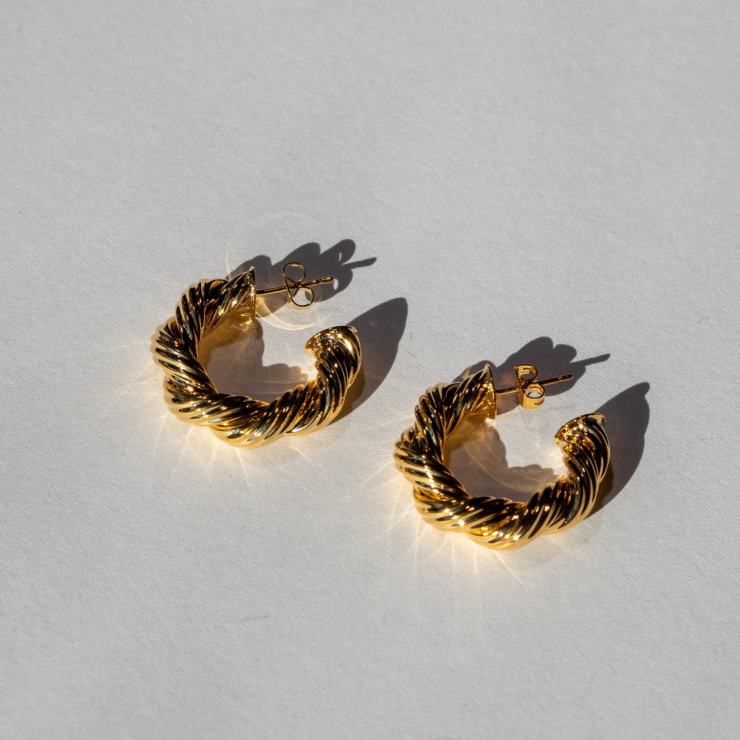 Twisted Gold Hoop Earrings Blaze and Sparkles