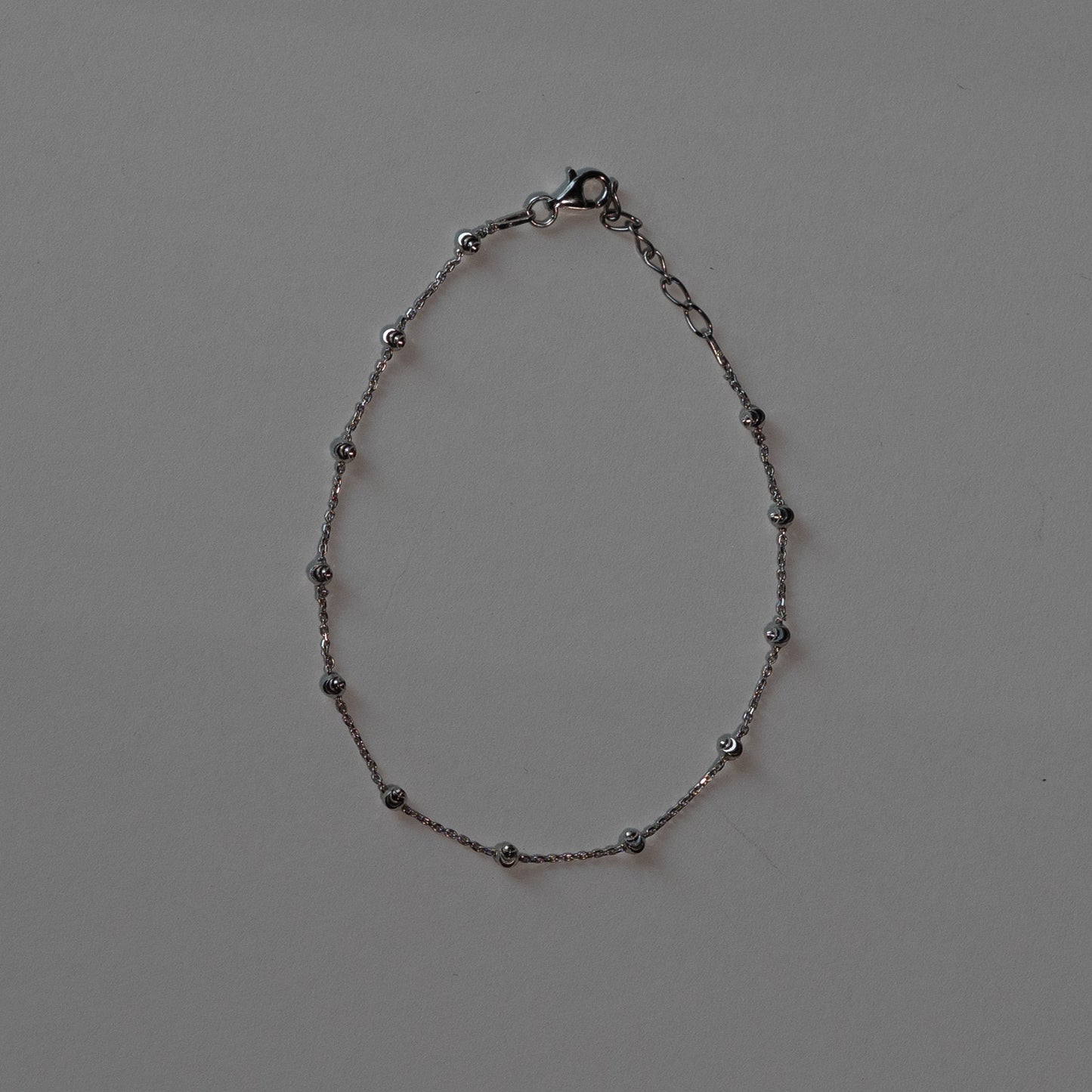 Duncan Silver Moon Cut Bead Anklet