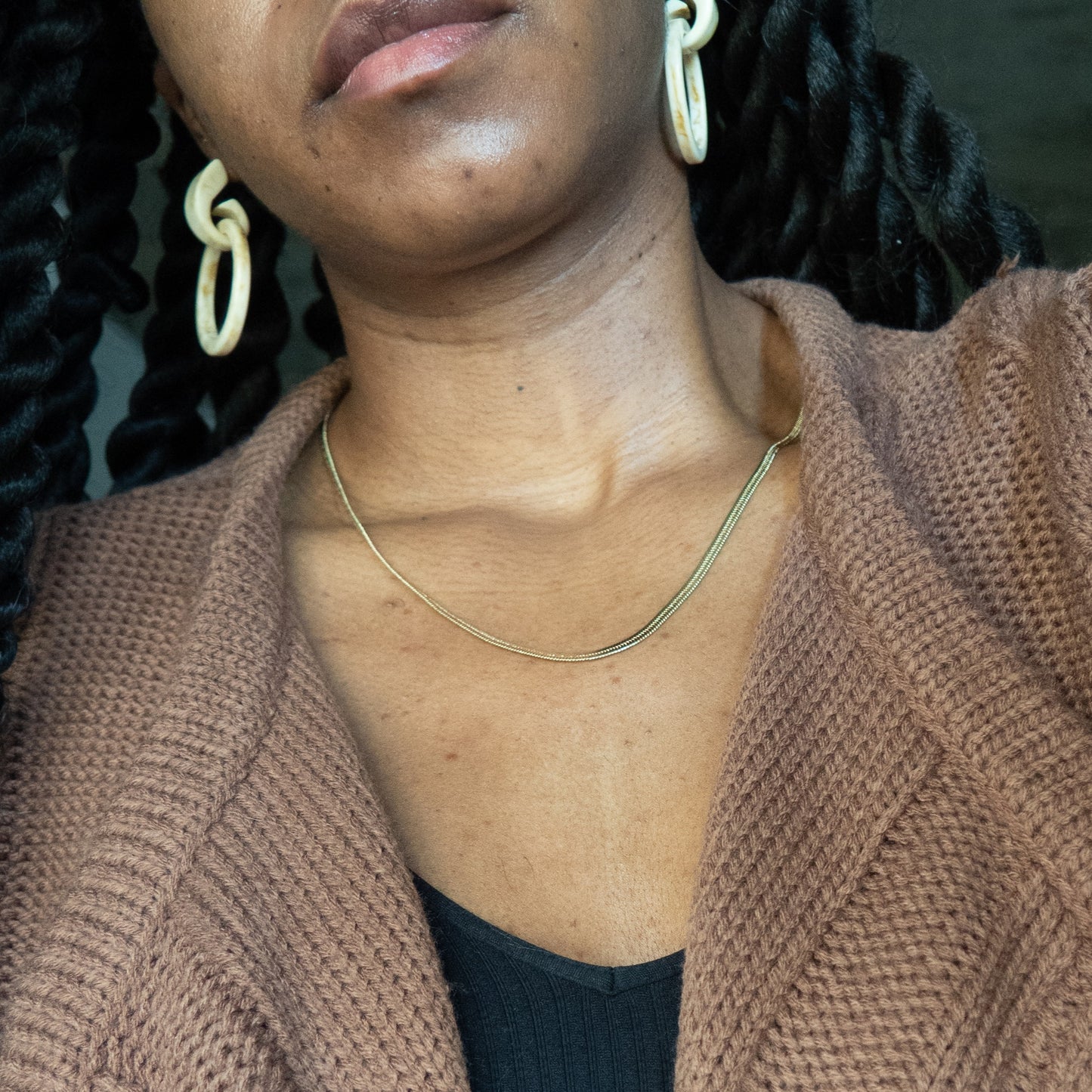 Skinny 14K Gold Herringbone Chain