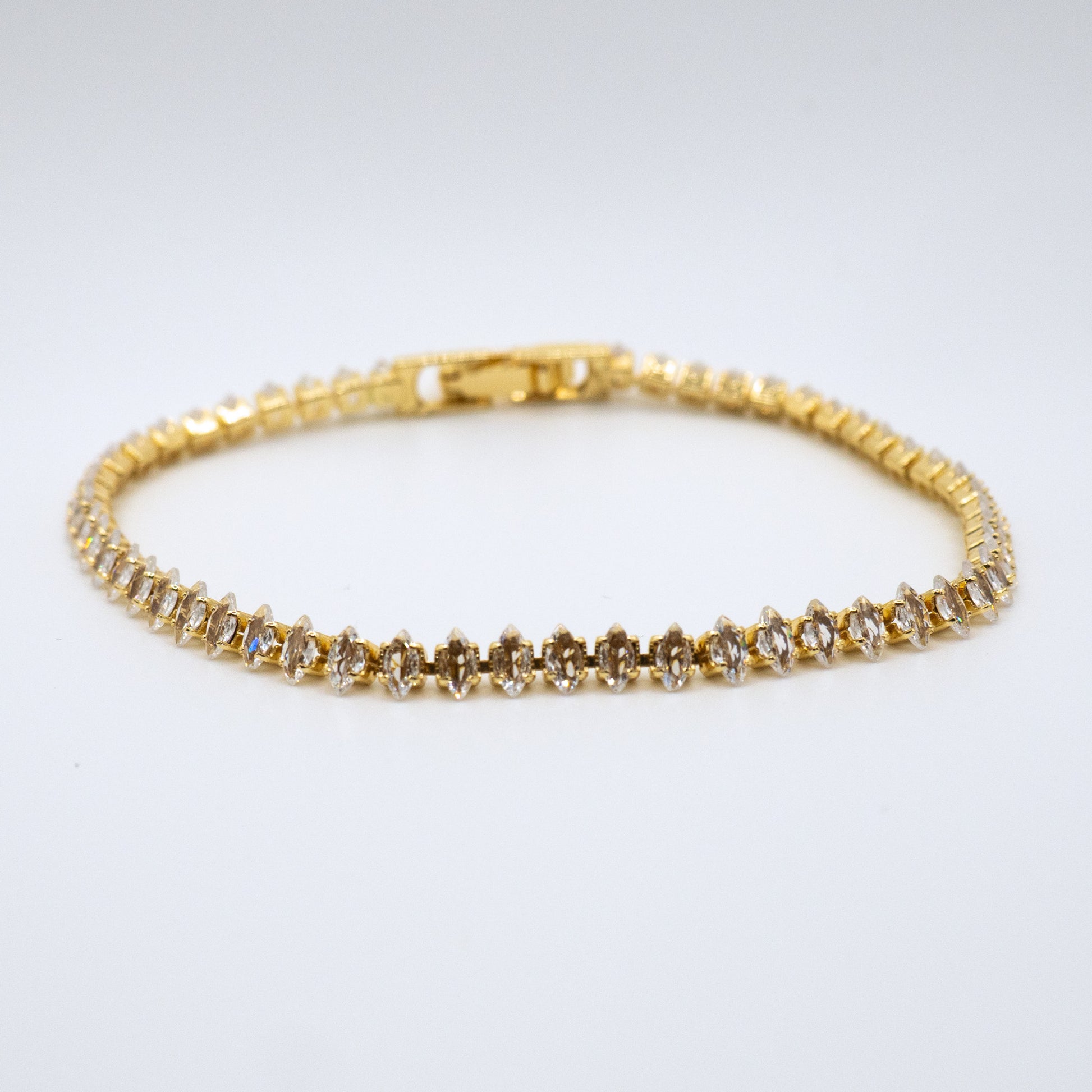 Dainty Gold Marquise Cut Tennis Bracelet