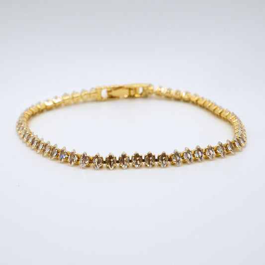 Dainty Gold Marquise Cut Tennis Bracelet